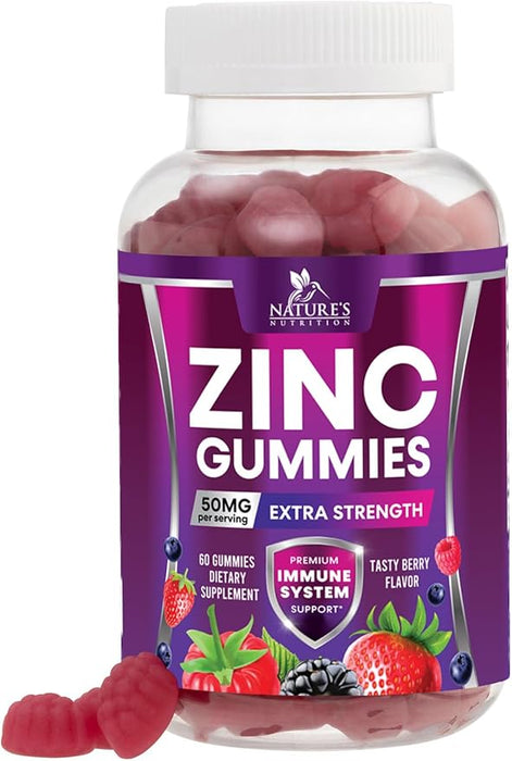 Zinc Gummies for Adults 50mg - High Absorption Immune Health Support Gummy & Antioxidant Supplement, Dietary Supplement Zinc Vitamin for Men and Women, Vegan, Non-GMO and Gluten Free