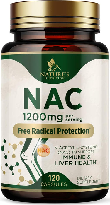 NAC Supplements N-Acetyl L-Cysteine (NAC) 1200 mg - NAC Supplement for Lung Health & Immune Support, Liver Support & Antioxidants, Freefrom N-Acetylcysteine, Gluten Free, Non-GMO