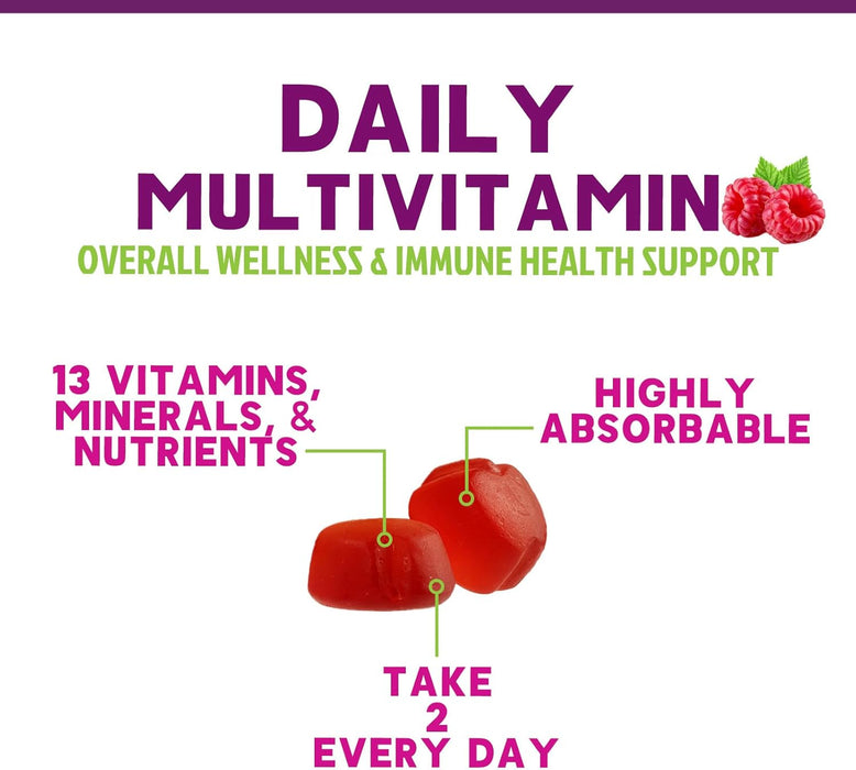 Multivitamin Gummies for Adults, Daily Gummy Vitamins & Minerals for Women & Men, Immune Support Gummy Multivitamins Supplement, Adult Multi VIT Vitamin with Vitamins A, C, D3, B12, Zinc, 120 Gummies