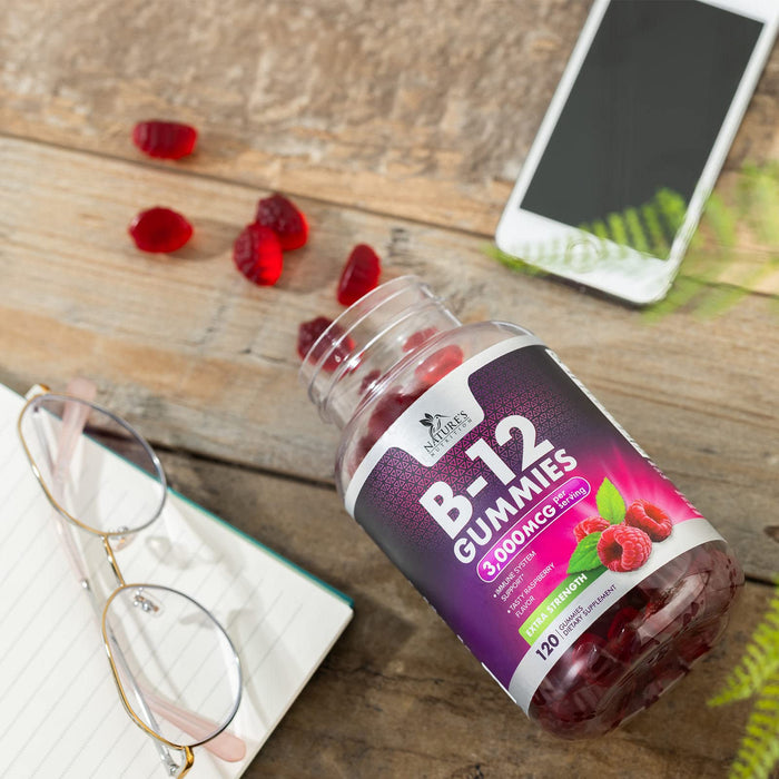 B12 Gummies for Adults, Extra Strength Energy 3000 mcg - B-12 Energy Metabolism & Immune System Support - Chewable Dietary Supplement for Adults & Kids Caffeine Free Gummy Vitamin - 120 Gummies