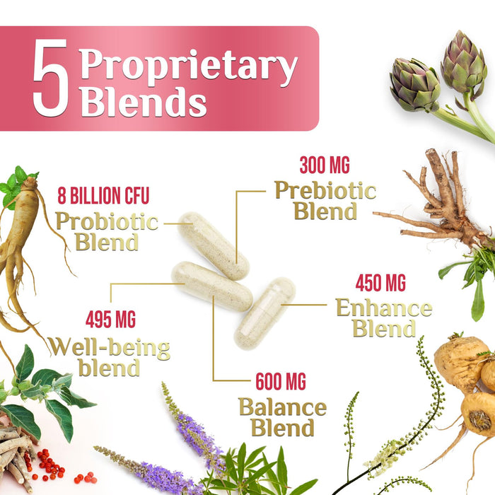 Menopause Supplements for Women - Menopause Relief Support Probiotics with Black Cohosh, Natural Support Supplements for Mild Hot Flashes & Night Sweats & PH Balance Support Supplement - 120 Capsules