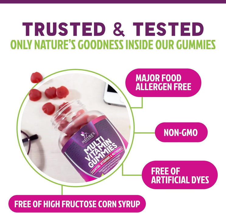 Multivitamin Gummies for Adults, Daily Gummy Vitamins & Minerals for Women & Men, Immune Support Gummy Multivitamins Supplement, Adult Multi VIT Vitamin with Vitamins A, C, D3, B12, Zinc, 120 Gummies