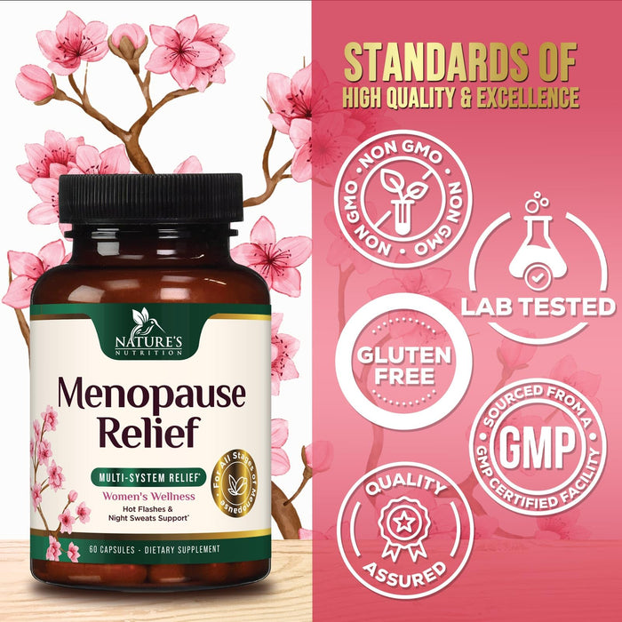 Menopause Supplements for Women - Menopause Relief Support Probiotics with Black Cohosh, Natural Support Supplements for Mild Hot Flashes & Night Sweats & PH Balance Support Supplement - 60 Capsules