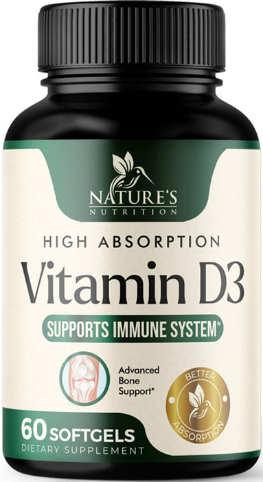 Vitamin D3 5000 IU (125 mcg) - High Potency Vitamin D-3 Supplement (2 Month Supply) for Bone, Teeth, Muscle and Immune Health Support - Dietary Supplement, Gluten Free, Non-GMO