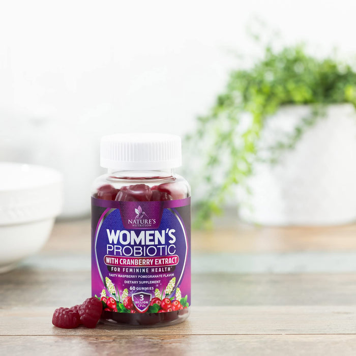 Formulated Probiotics for Women Gummy w/ pH Support - Womens Probiotic for Digestive Health, Vaginal, Urinary & Immune Support, 3 Billion CFU w/ Cranberry, Womens Probiotic Supplement