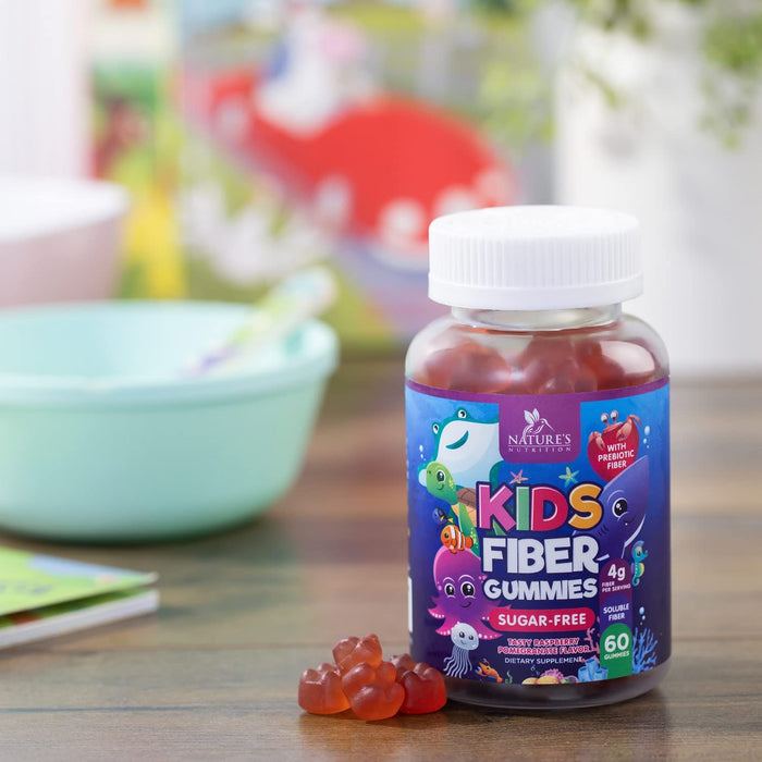 Kids Fiber Gummy Bears Supplement - Sugar Free Daily Prebiotic Fiber for Kids, Supports Regularity, Digestive Health & Immune Support - Nature's Plant Based Vitamins, Vegan, Berry Flavor