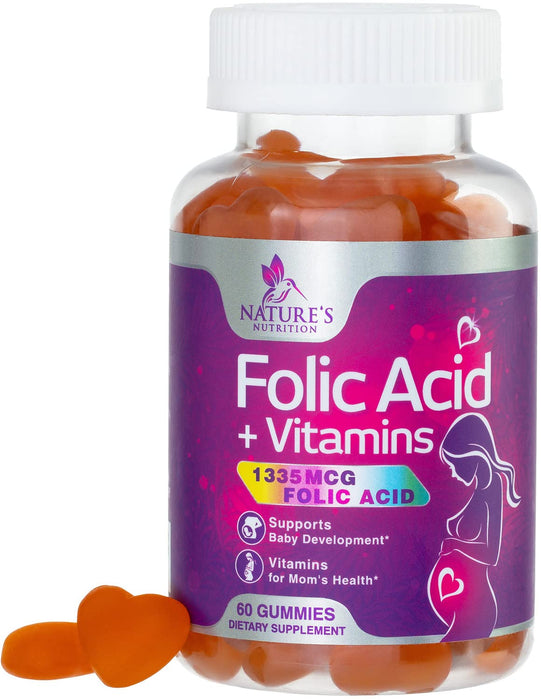 Nature's Prenatal Multivitamin Gummy with Folic Acid, Prenatal Vitamins w/Folate, Choline, Vitamin A, C, D3, B12 & B6, Before, During & After Pregnancy Vitamins for Women