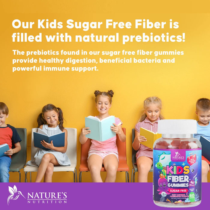Kids Fiber Gummy Bears Supplement - Sugar Free Daily Prebiotic Fiber for Kids, Supports Regularity, Digestive Health & Immune Support - Nature's Plant Based Vitamins, Vegan, Berry Flavor