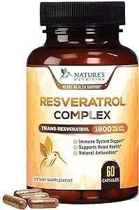 Resveratrol 1800mg - Extra Strength Trans-Resveratrol & Antioxidants - Healthy Aging Supplement & Immune Support for Digestive & Heart Health with Resveratol, Natural Vegan Reservatrol
