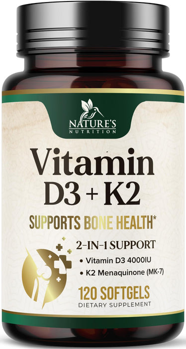 Vitamin D3 + K2 (MK-7) 5000 IU + 100 mcg - 120 Softgels