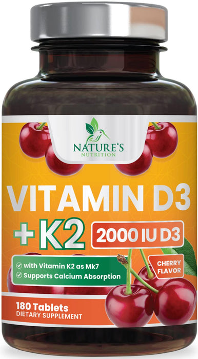 Vitamin D3 K2 2000 IU + with K2 (MK-7) 75 mcg â€“ 180 Tablets