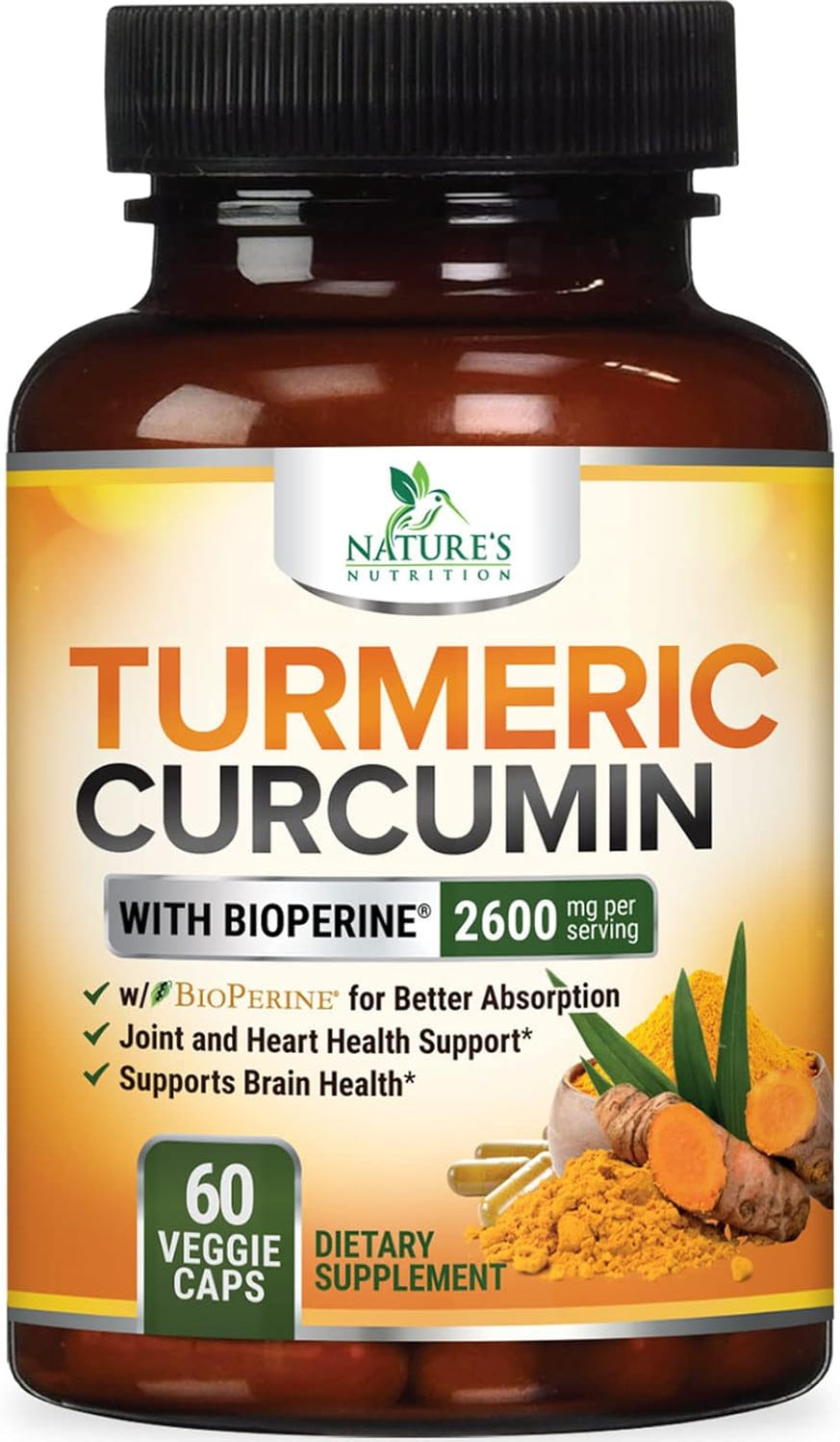 Turmeric Curcumin Supplement with BioPerine 95 Curcuminoids 2600mg wi — Nature's Nutrition
