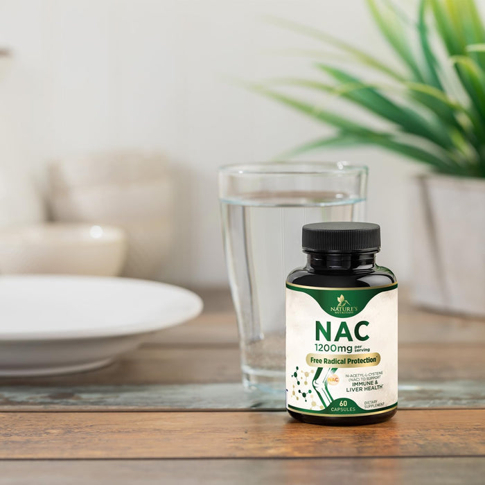 NAC Supplements N-Acetyl L-Cysteine (NAC) 1200 mg - NAC Supplement for Lung Health & Immune Support, Liver Support & Antioxidants, Freefrom N-Acetylcysteine, Gluten Free, Non-GMO