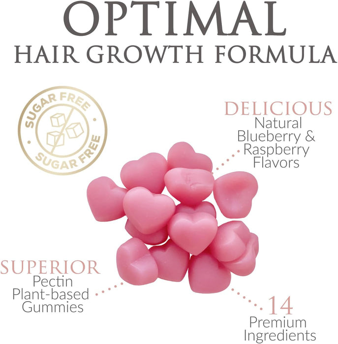 Sugar Free Hair Vitamins Gummies with Biotin 5000 mcg, Vitamin A, B12, C, D, E, Folic Acid, Supports Hair Growth Gummy, Vegetarian Friendly, Supports Strong Beautiful Hair and Nails