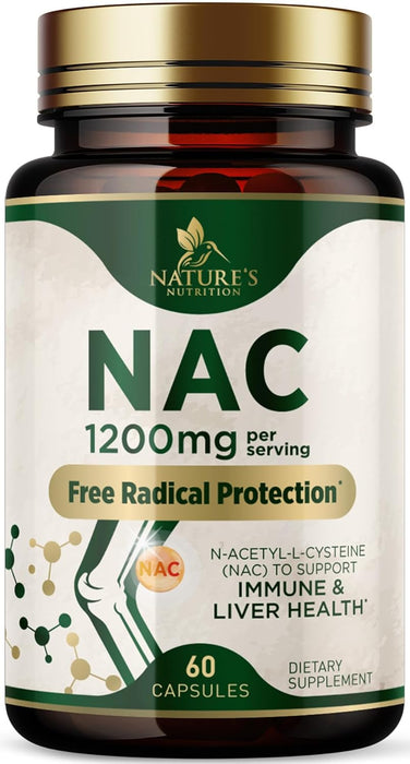 NAC Supplements N-Acetyl L-Cysteine (NAC) 1200 mg - NAC Supplement for Lung Health & Immune Support, Liver Support & Antioxidants, Freefrom N-Acetylcysteine, Gluten Free, Non-GMO