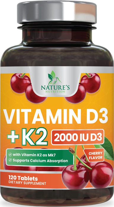 Vitamin D3 + K2 (MK-7) 2000 IU + 75 mcg - 120 Chewable Tablets