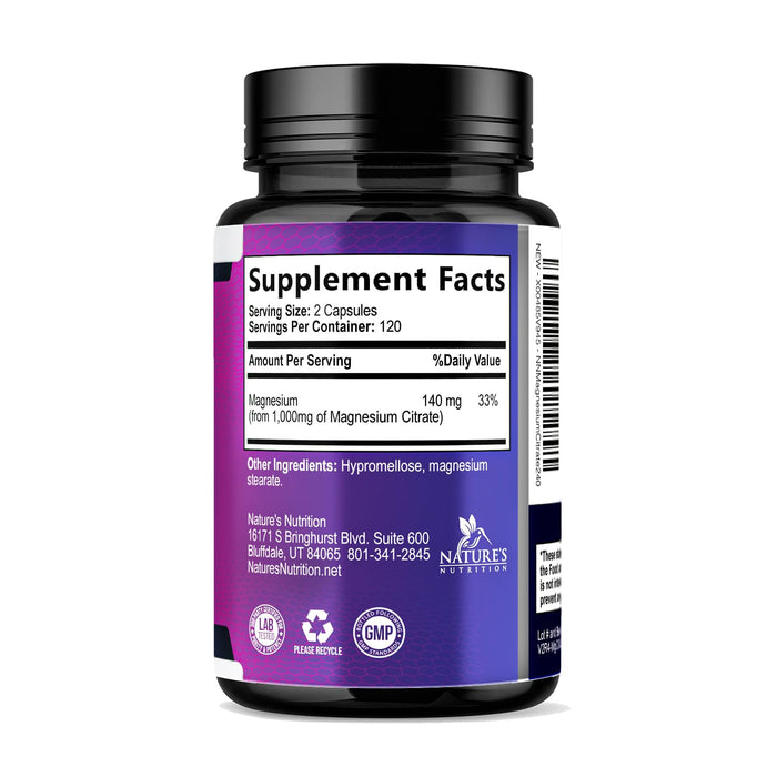 Magnesium Citrate 1000 mg for Absorption â€“ 240 Capsules