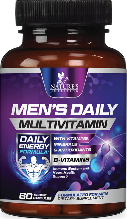 Nature's Daily Multivitamin for Men - Mens Multivitamins Supplement, with Vitamin A, B12, C, & D, Daily Nutritional Support, Multivitamin Supplement, Non-GMO Vitamins for Men