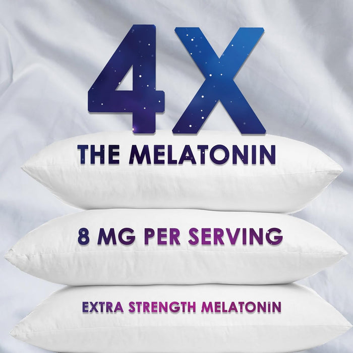 Melatonin Sleeping Gummies - Extra Strength Sleep Gummy, 8 mg Melatonin, 20mg Passiflora, 100% Drug Free Sleep Support Supplement for Kids & Adults, Vegan, Non-GMO, Natural Berry Flavor