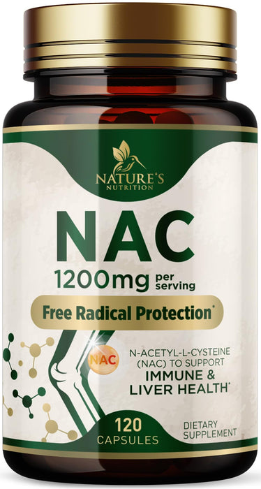 NAC Supplements N-Acetyl L-Cysteine (NAC) 1200 mg - NAC Supplement for Lung Health & Immune Support, Liver Support & Antioxidants, Freefrom N-Acetylcysteine, Gluten Free, Non-GMO