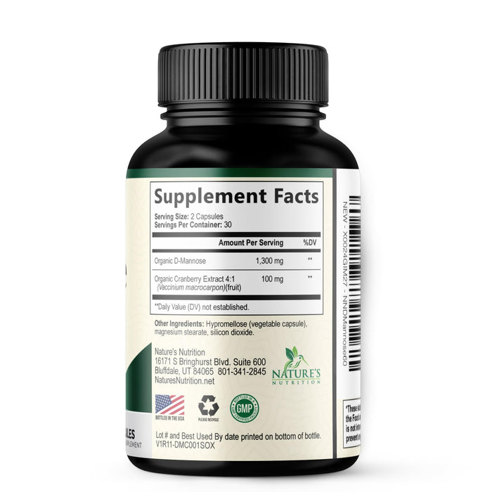 D-Mannose 1,350 mg with Cranberry & Hibiscus â€“ 60 Capsules