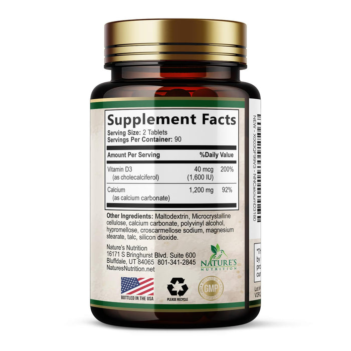 Calcium 1200 mg with Vitamin D3 â€“ 180 Tablets