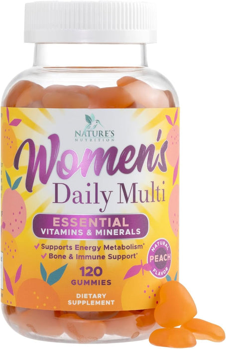 Womens Multivitamin Gummies - Complete Daily Multi with Vitamins A, B6, C, D3 & E Plus Calcium & Zinc for Energy & Immune Health - Nature's Peach Flavored Gummy Supplement for Women