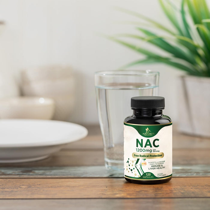 NAC Supplements N-Acetyl L-Cysteine (NAC) 1200 mg - NAC Supplement for Lung Health & Immune Support, Liver Support & Antioxidants, Freefrom N-Acetylcysteine, Gluten Free, Non-GMO