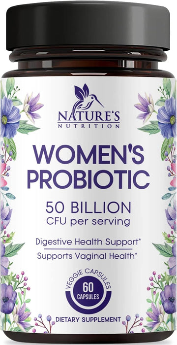 Probiotics for Women 4-in-1, 50 Billion CFU + Prebiotics, Vaginal Women's Probiotic for Digestive, pH, Urinary & Immune Health Support, No Gluten, Shelf Stable Probiotic Supplement