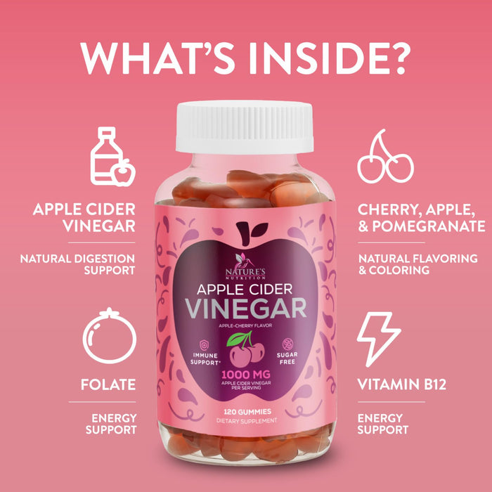 Apple Cider Vinegar + Vitamin B12 1000 mg - 120 Gummies