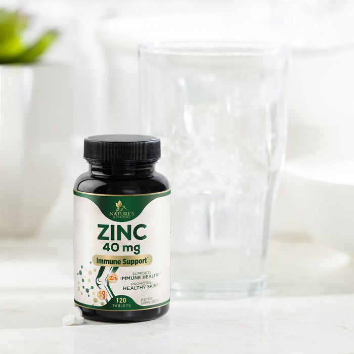 Zinc 40mg Supplements for Women and Men, Supplement for Immune Health Support, Skin Health Support, & Antioxidant Supplement for Adults with Zinc Gluconate 40 mg, High Potency, Non-GMO