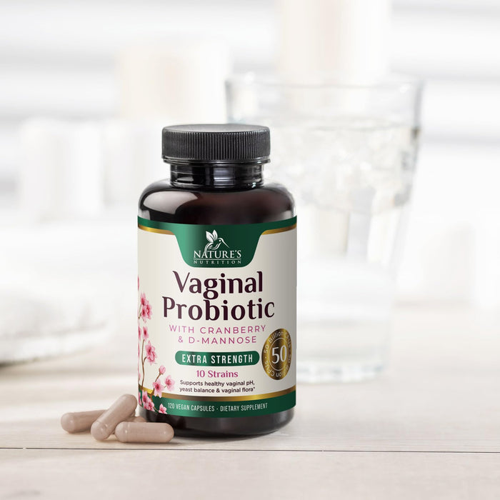 Vaginal Probiotics for Women pH Balance, Digestive, UT & Feminine Health Support - 50 Billion CFU, 10 Probiotic Strains, Prebiotics, & Cranberry - Supports Healthy Vaginal Odor & Flora