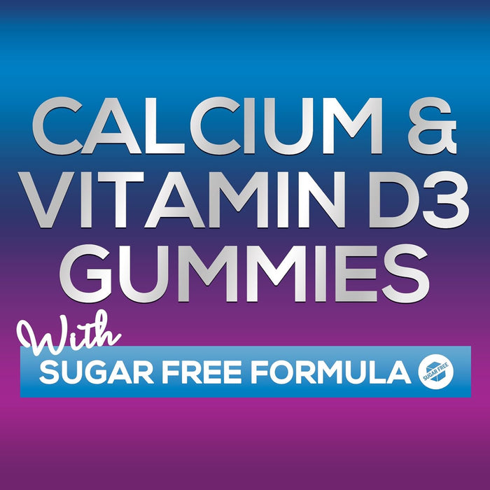 Sugar Free Calcium Gummy Bites Plus 400 IU Vitamin D3, Bone Health & Immune Support, Supports Bone Strength - Chewable Calcium Nutrition Supplement, Non-GMO, Berry Flavor Chews