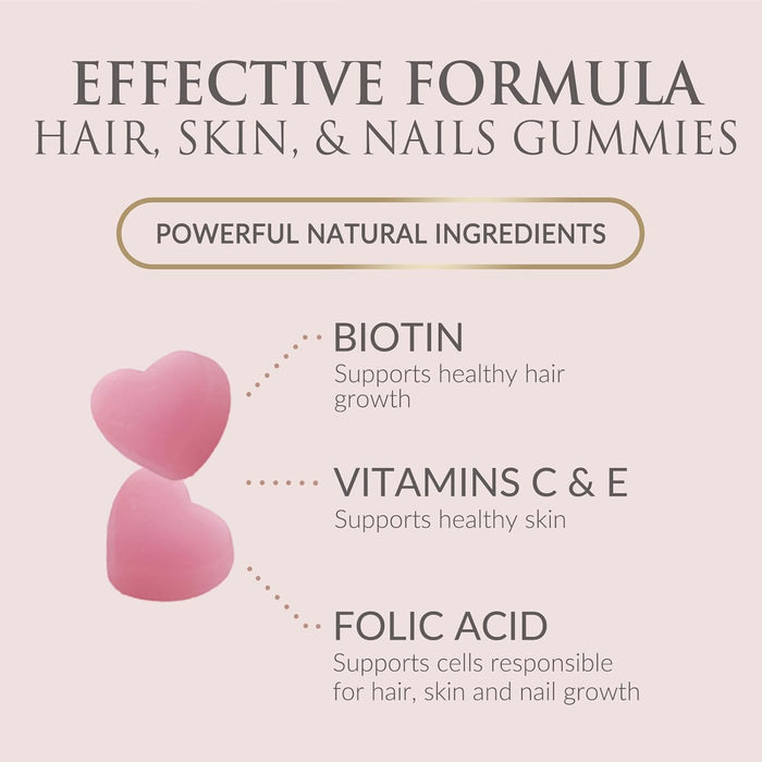 Sugar Free Hair Vitamins Gummies with Biotin 5000 mcg, Vitamin A, B12, C, D, E, Folic Acid, Supports Hair Growth Gummy, Vegetarian Friendly, Supports Strong Beautiful Hair and Nails