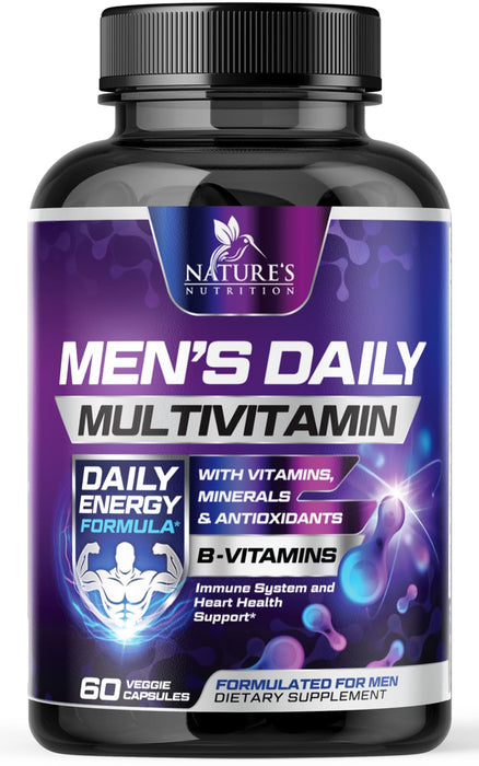 Multivitamin for Men - Vitamin A, C, D, E, Zinc, Calcium, Multivitamins for Immune Health Support, Vitamin B12, Men’s Daily Multivitamin Supplement Capsules, Non-GMO Mens Multi Vitamins - 60 Capsules