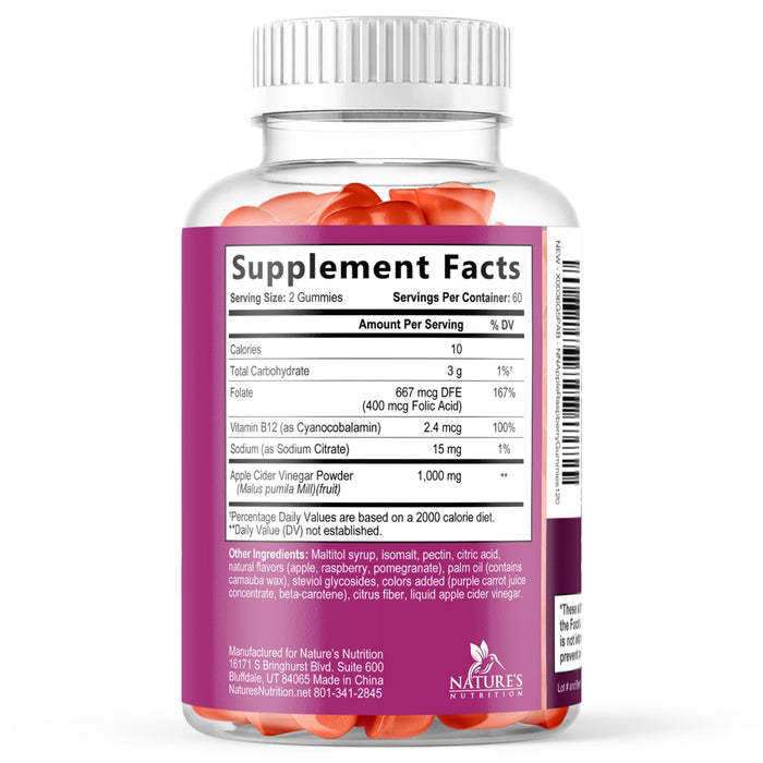 Apple Cider Vinegar Gummies Sugar Free 1000mg for Cleanse â€“ 120 Gummies
