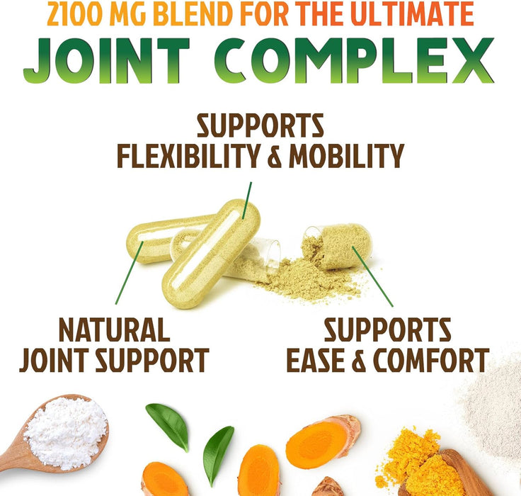 Glucosamine Chondroitin MSM Complex - Joint Support Supplement Turmeric & Boswellia, Triple Strength Glucosamine Capsules - Support for Joint Health & Mobility with Quercetin Bromelain