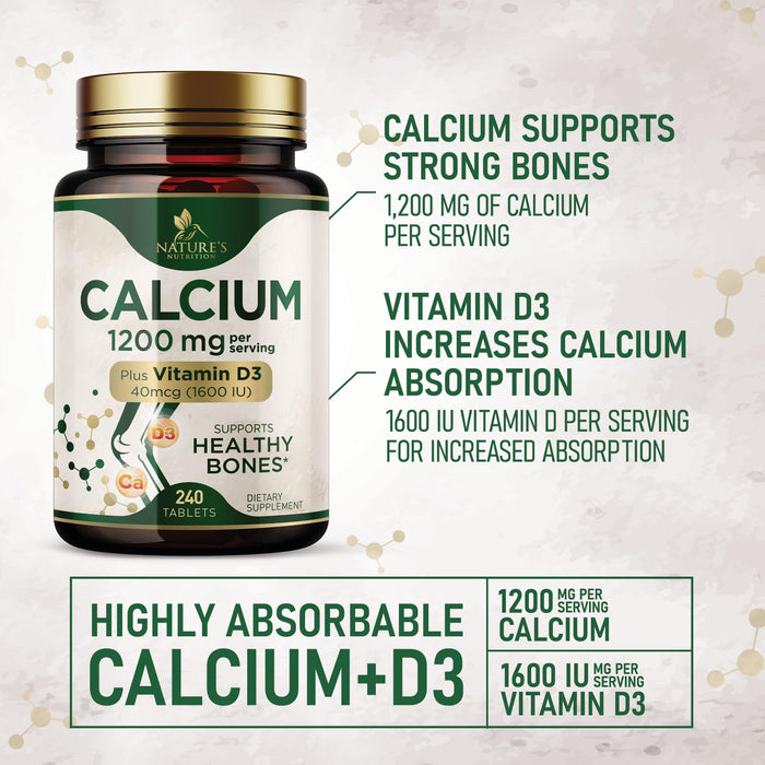 Calcium 1200 mg with Vitamin D3 â€“ 240 Tablets