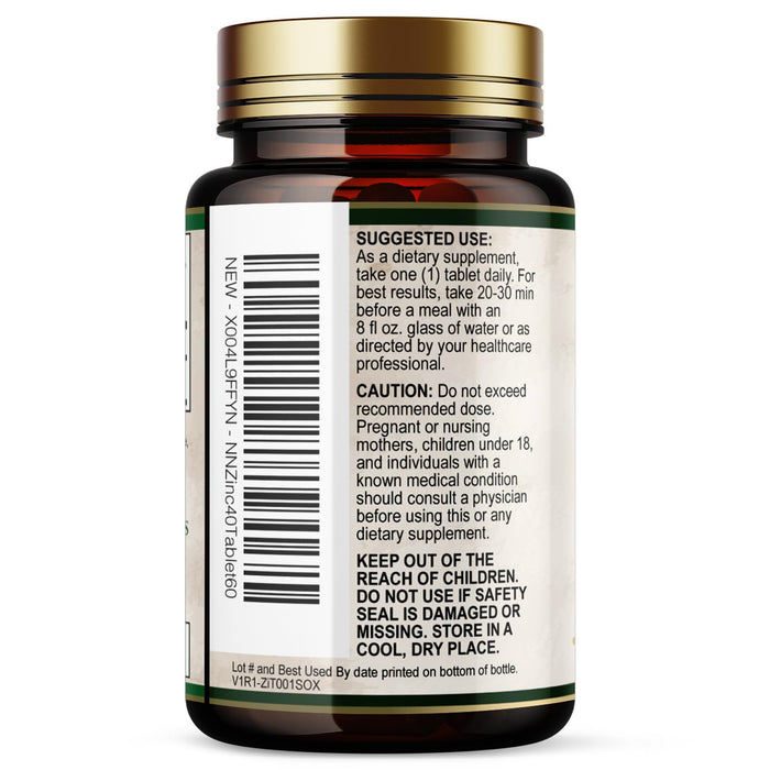 Zinc 40 mg - 60 Tablets