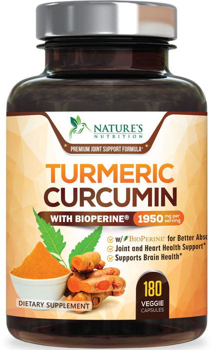 Turmeric Curcumin + Black Pepper 1950 mg - 180 Capsules