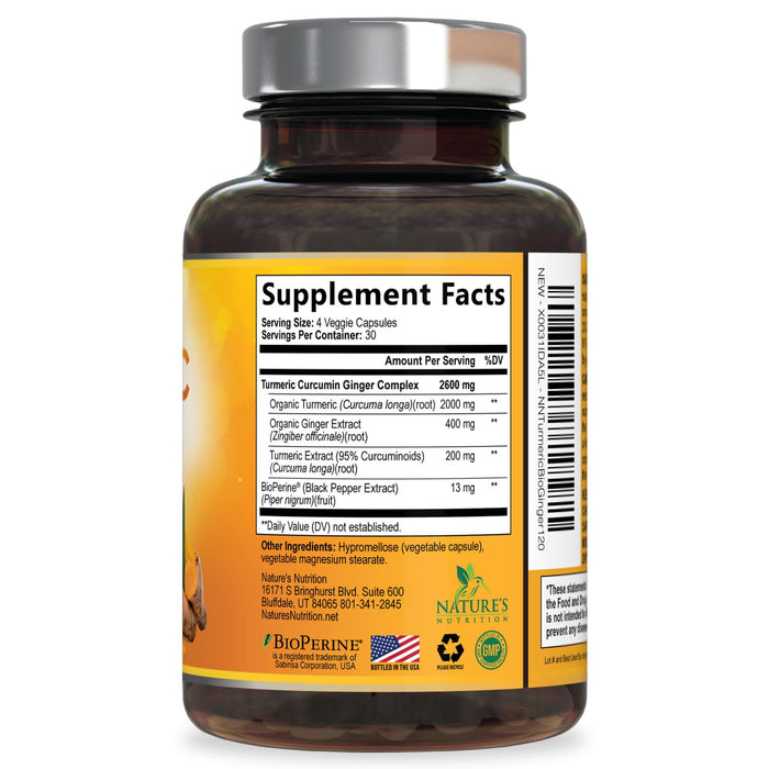 Turmeric Curcumin + Ginger & Black Pepper 2600 mg - 120 Capsules