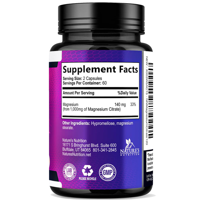 Magnesium Citrate 1000 mg - 120 Capsules
