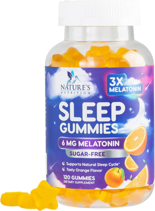 Sleep Melatonin Gummies for Adults Sugar Free - Natural Melatonin Sleep Gummy, Extra Strength Gummy Supplements, Sleep Support Vitamin Supplement, Vegan, Gelatin Free, 6mg, Sleep Gummies - 60 Gummies