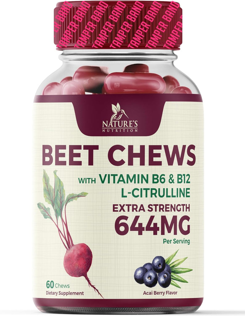 Beet Chews - Extra Strength Beet Root Chewables with Grape Seed 