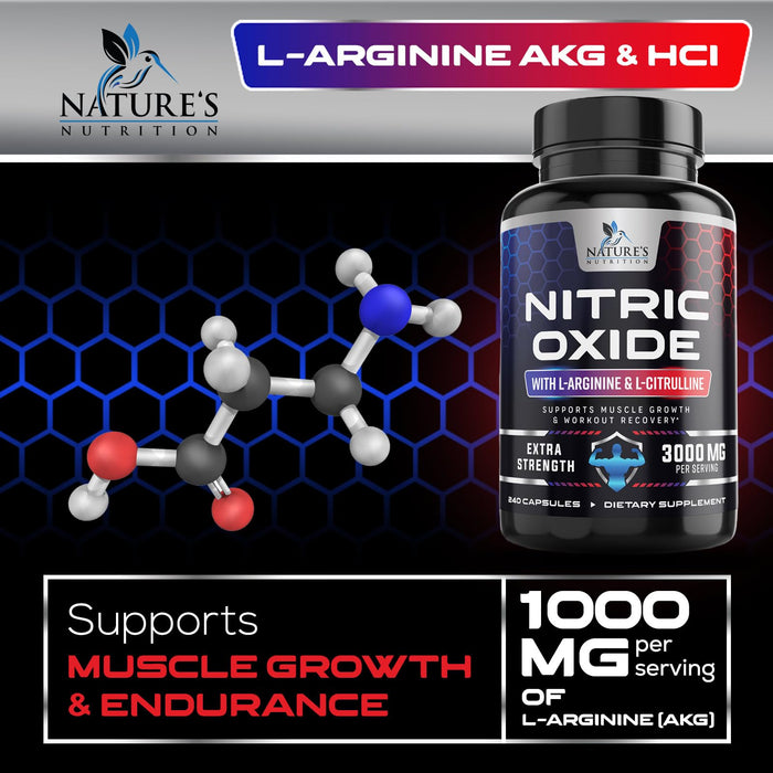 Nitric Oxide Support 3000 mg - 240 Capsules