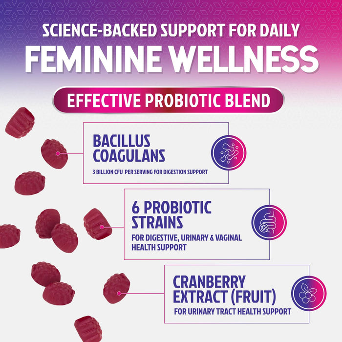 Probiotics for Women Gummies with Cranberry â€“ 3 Billion CFU â€“ 60 Gummies