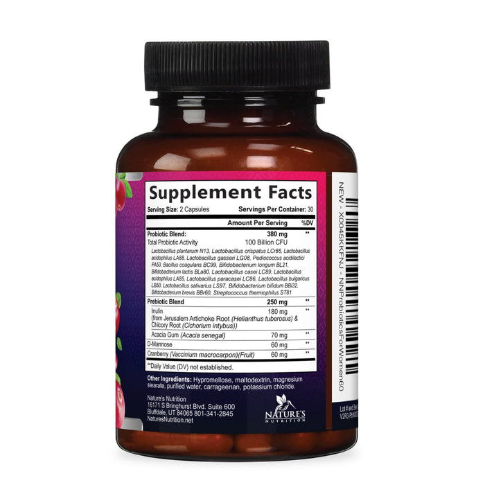 Women's Probiotic + Cranberry & Prebiotics 90 Billion CFU - 60 Capsules