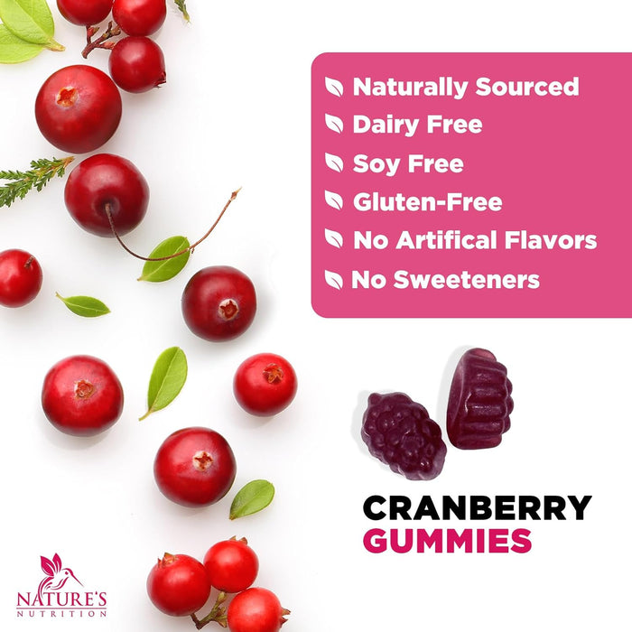 Cranberry Gummies - Urinary Tract Health Gummy + Vitamin C - 25,000mg - Triple Strength Cranberry Concentrate Extract Supplement Pills, Ultimate Potency, Non-GMO, Gluten Free