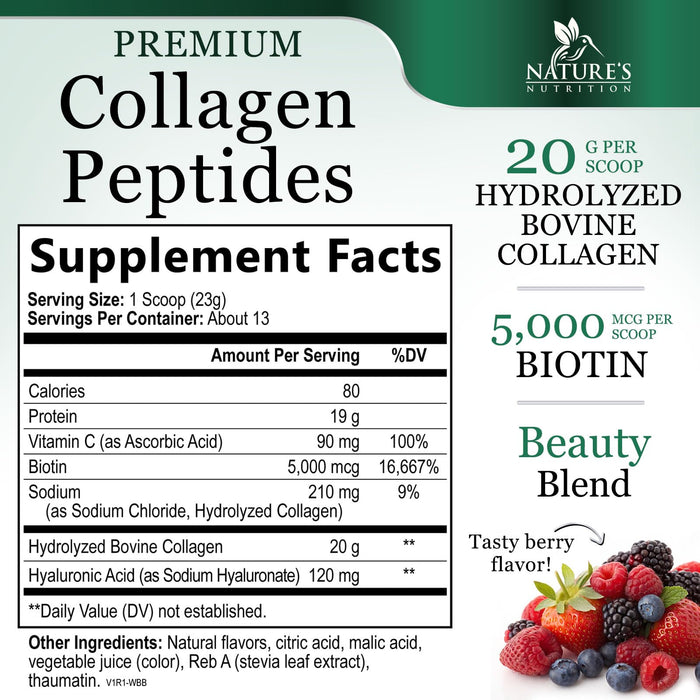 Collagen Peptides Powder + Hyaluronic Acid 20 g - Berry, 10.5 oz
