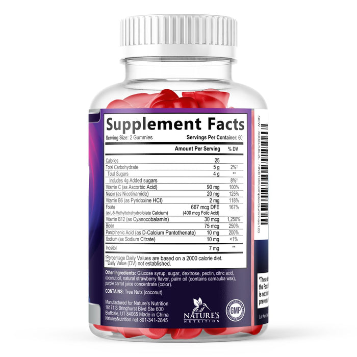 B Complex Gummies with Vitamin C & Folic Acid Super Vitamin B Gummy with Niacin â€“ 120 Gummies